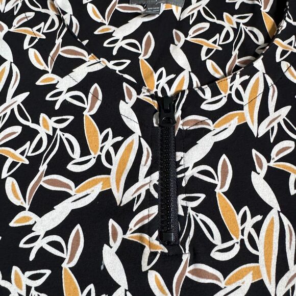 Ulla Popken Black Leaf Print Stretch Tunic Top Womens 24/26 Summer Boho Tropical - Picture 5 of 9